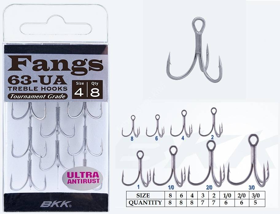 Bkk Fangs 63-UA Treble Hooks