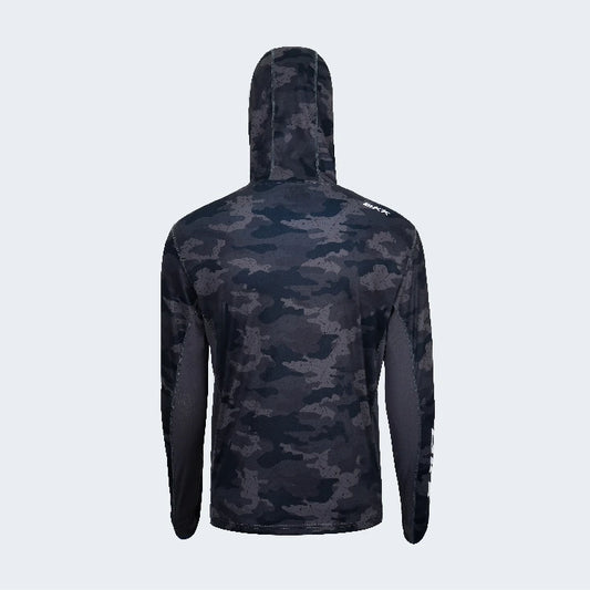 BKK Hooded Long Sleeve Performance Shirt Camo Black