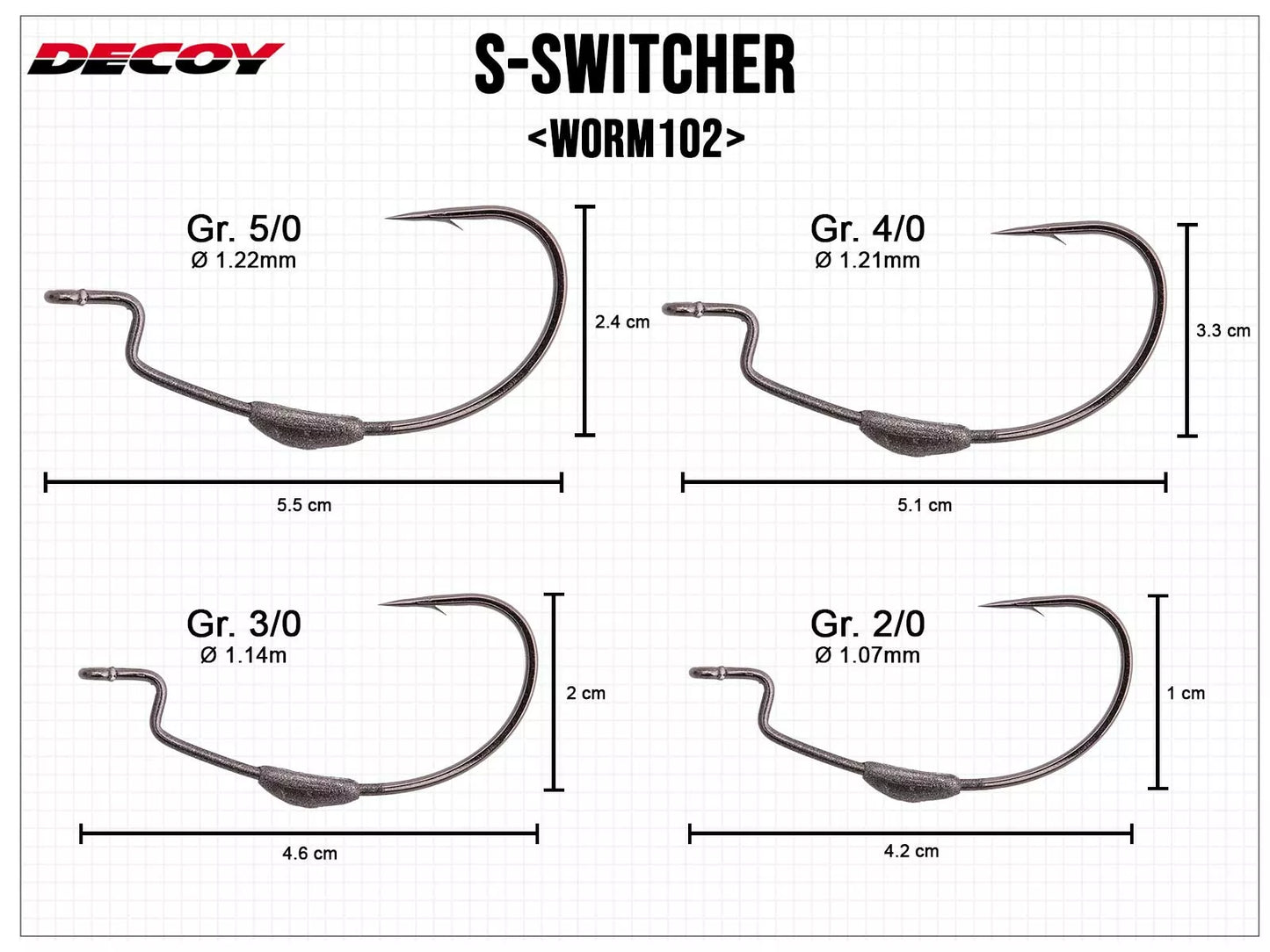 Decoy worm 102 S-Switcher Offset Hooks