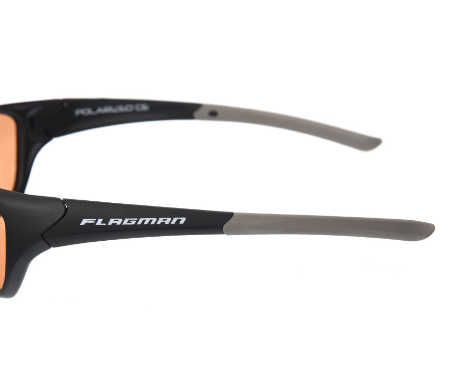 FLAGMAN MATCH COMPETITION Floating Glasses matt black+grey rubber frame and light brown lens