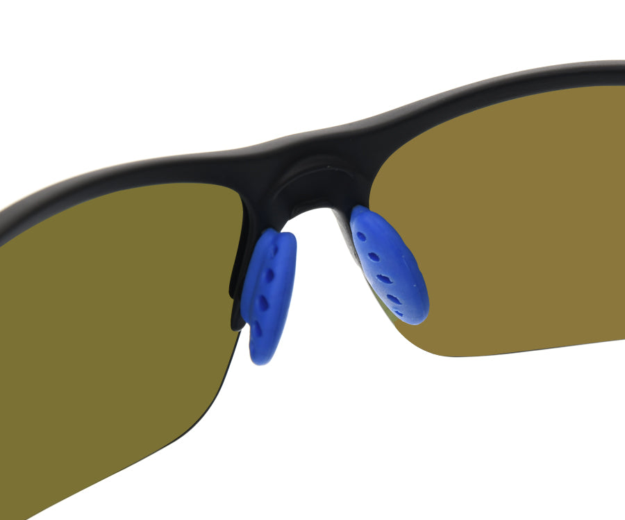 FLAGMAN ARMADALE Glasses shiny black+blue rubber frame and blue revo lens