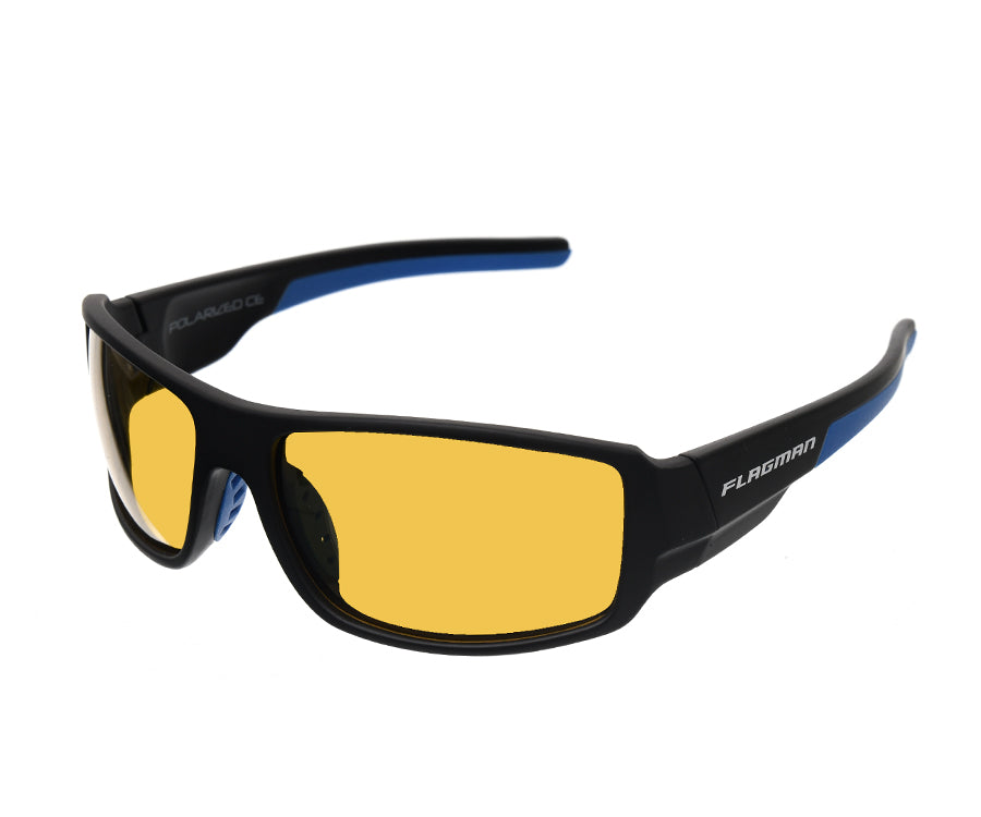 FLAGMAN ARMADALE Floating Glasses matt black+blue rubber frame and yellow lens
