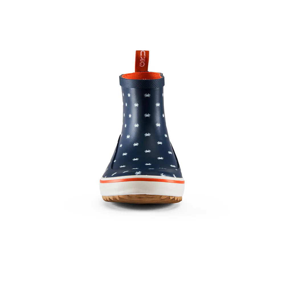 Grundens Kid's Guppy Rain Boot Navy Crab Print