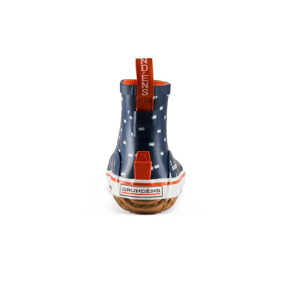 Grundens Kid's Guppy Rain Boot Navy Crab Print