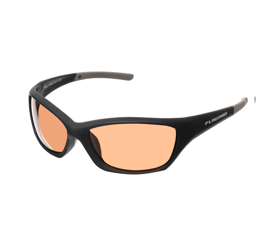 FLAGMAN MATCH COMPETITION Floating Glasses matt black+grey rubber frame and light brown lens