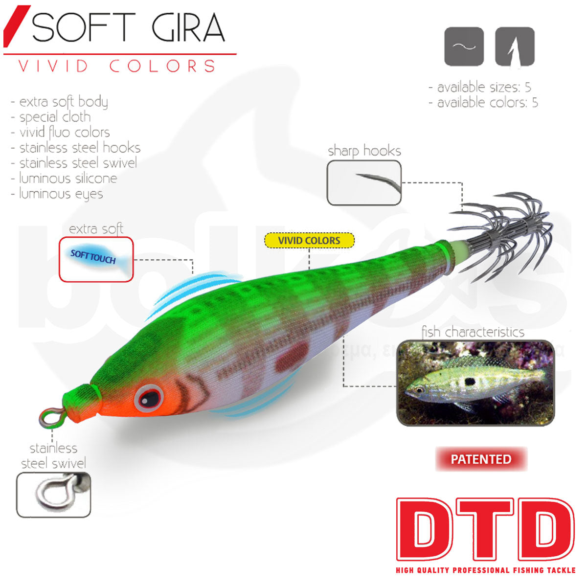 DTD Soft Gira Squid Jigs 1,5-2,0