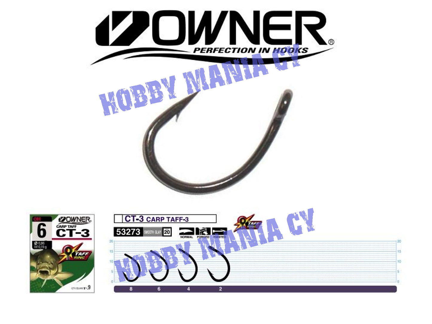 Owner 53273 CT-3 Carp Taff Hooks